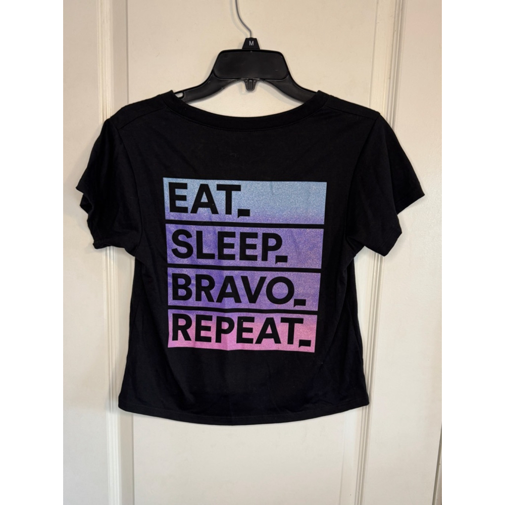 Bravo “Eat Sleep Bravo Repeat” Graphic Tee Black Size M
